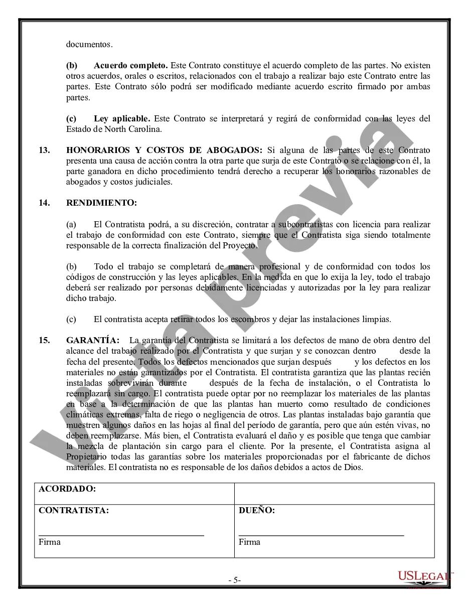 Preview Contrato de paisajismo para contratista