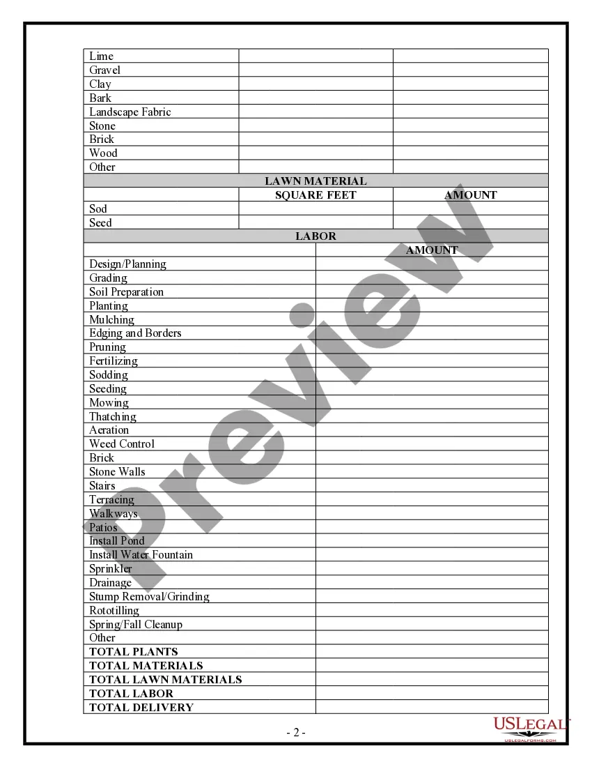 Get Landscape Contract for Contractor Preview Landscape Contract for Contractor