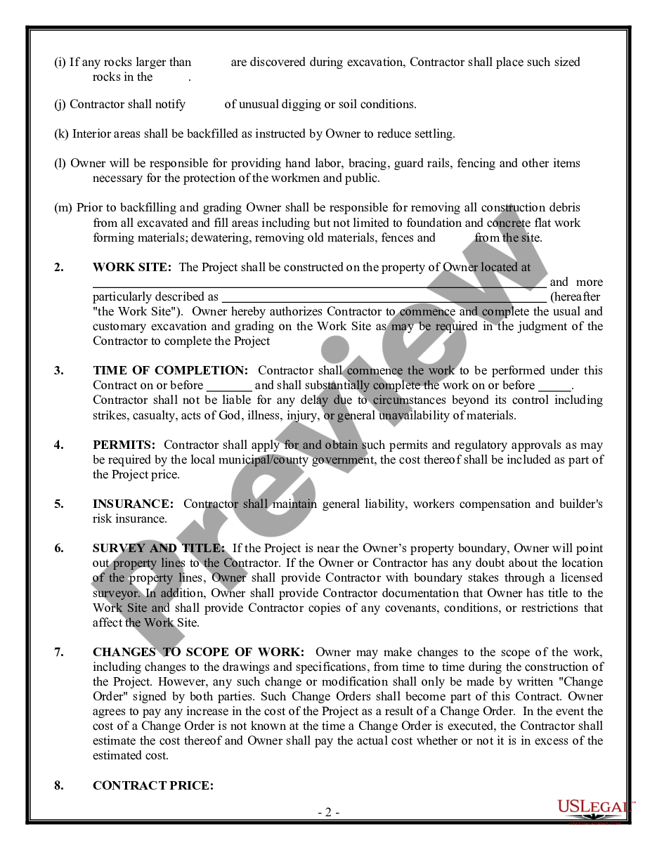 page 1 Excavator Contract for Contractor preview