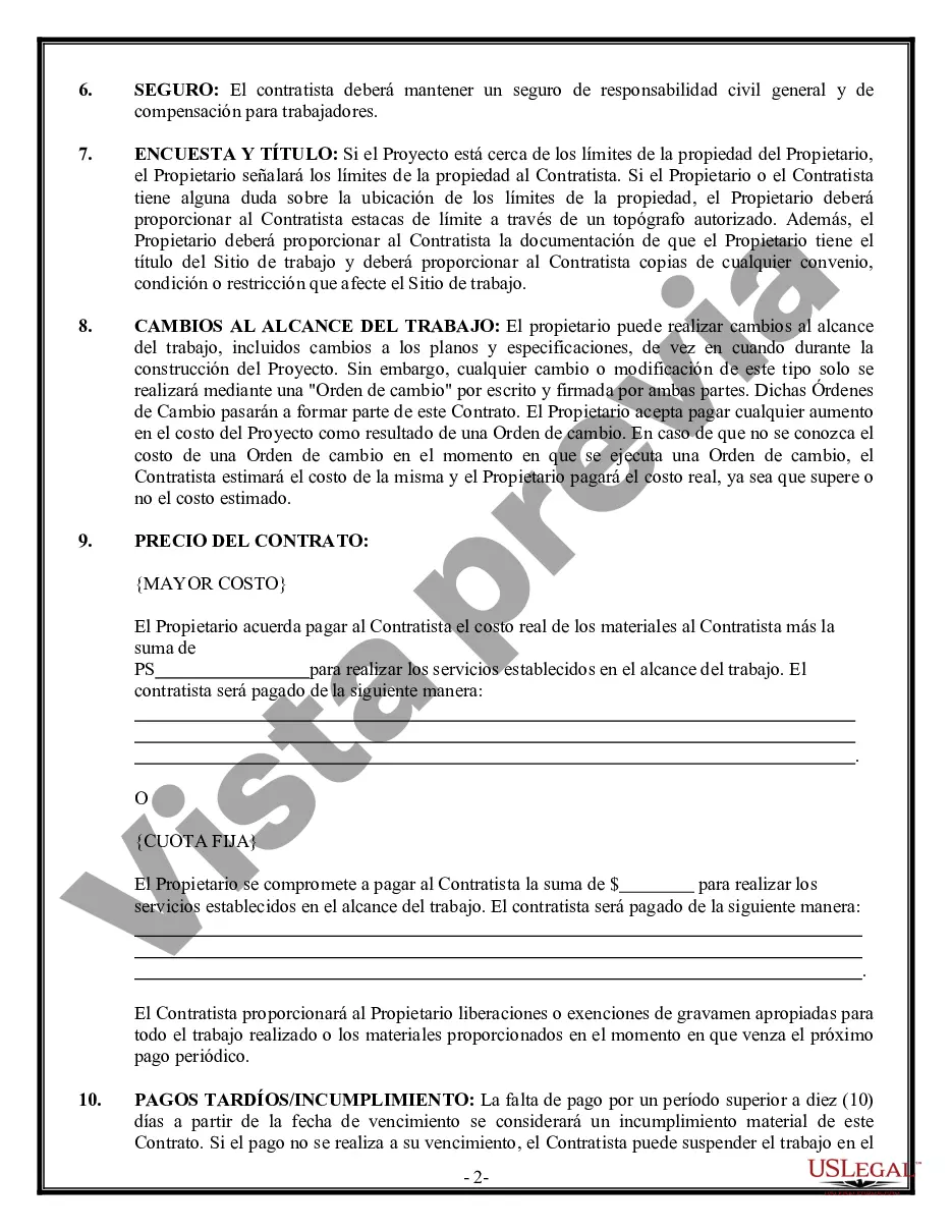 Preview Contrato de pavimentación para contratista