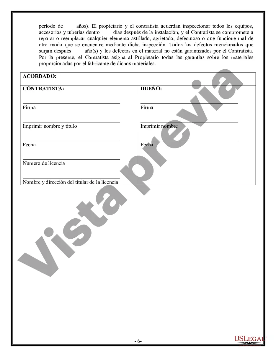 Preview Contrato de plomería para contratista