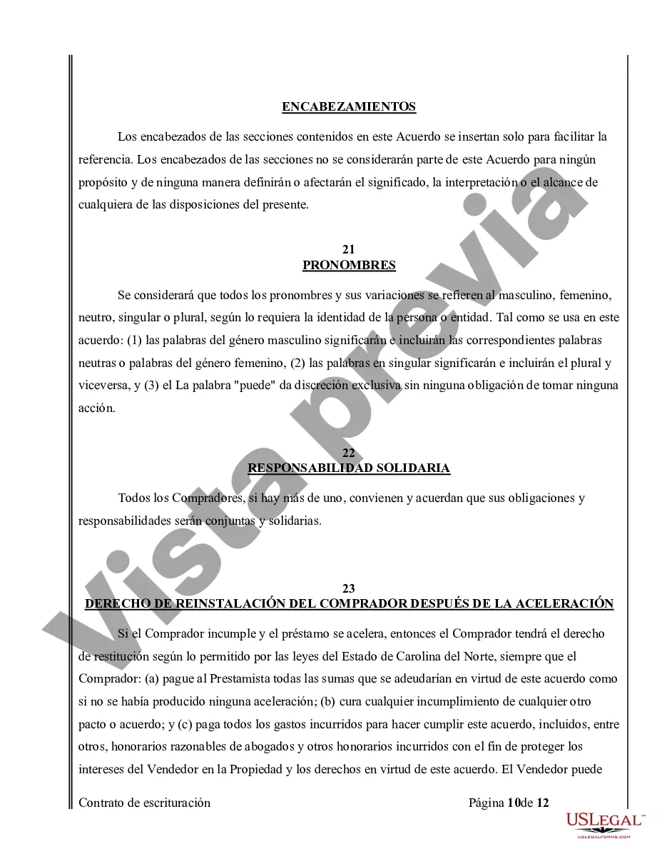 Preview Acuerdo o Contrato de Escritura de Venta y Compra de Bienes Raíces a/k/a Terreno o Contrato de Ejecución