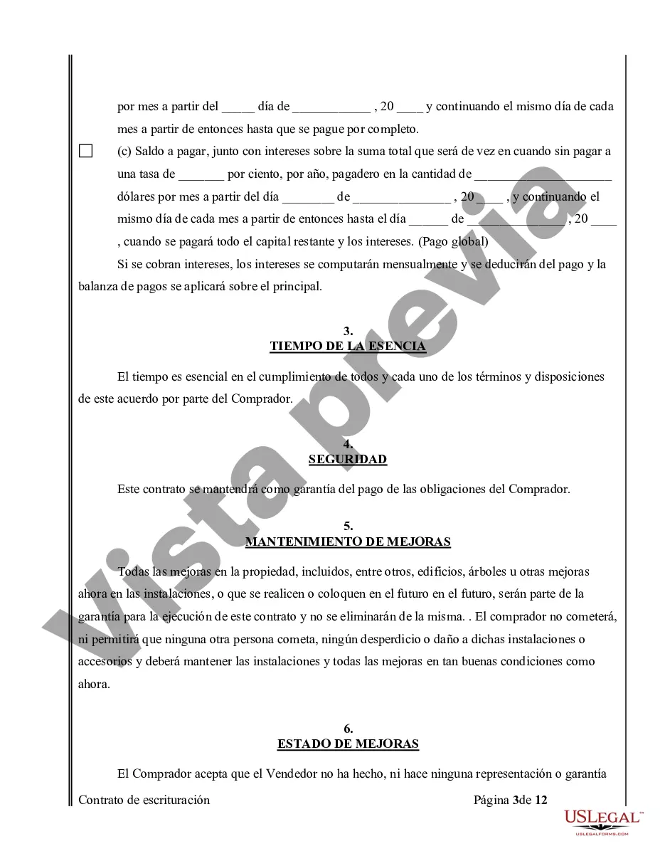 Preview Acuerdo o Contrato de Escritura de Venta y Compra de Bienes Raíces a/k/a Terreno o Contrato de Ejecución