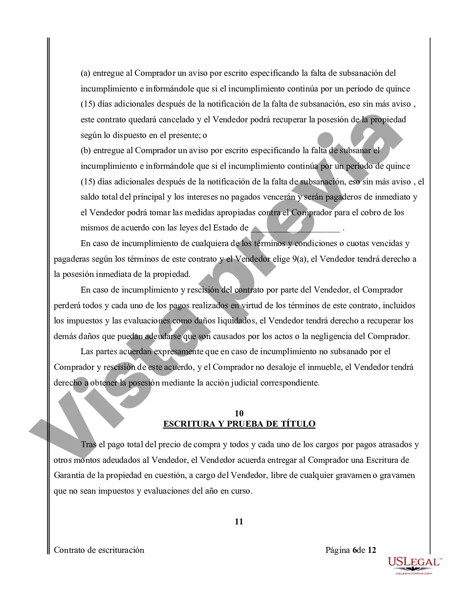 Preview Acuerdo o Contrato de Escritura de Venta y Compra de Bienes Raíces a/k/a Terreno o Contrato de Ejecución