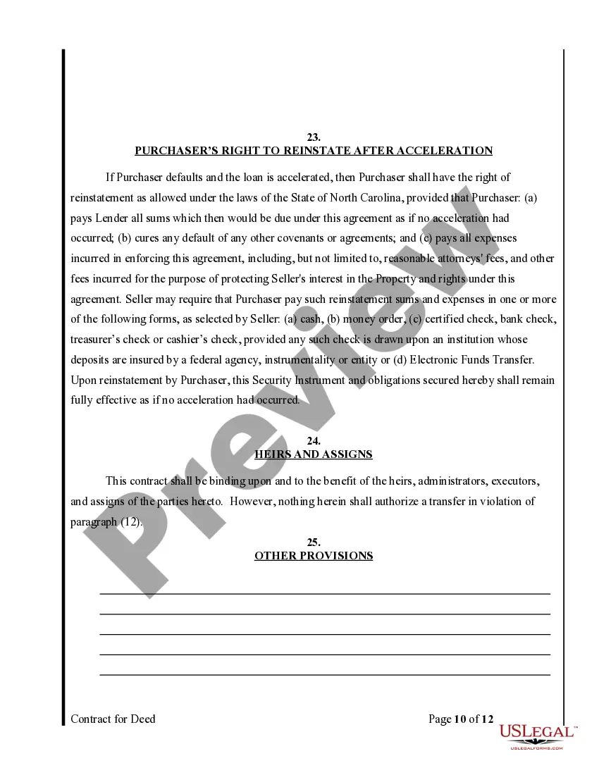 Preview Agreement or Contract for Deed for Sale and Purchase of Real Estate a/k/a Land or Executory Contract