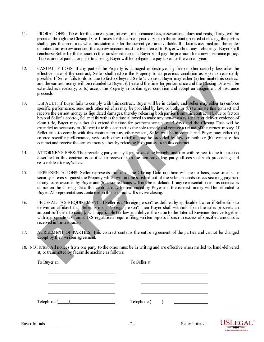 Preview Contract for Sale and Purchase of Real Estate with No Broker for Residential Home Sale Agreement