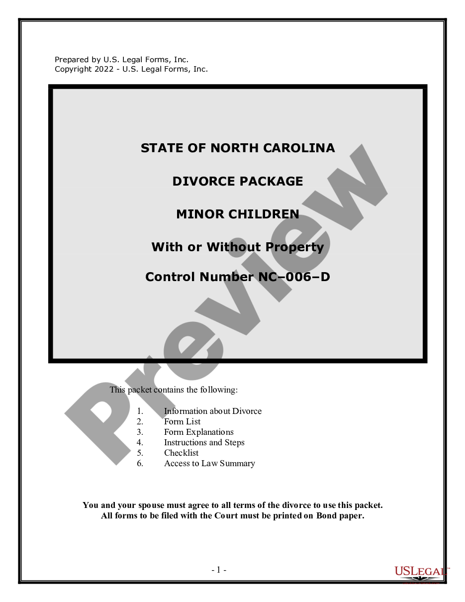 page 0 No-Fault Agreed Uncontested Divorce Package for Dissolution of Marriage for people with Minor Children preview