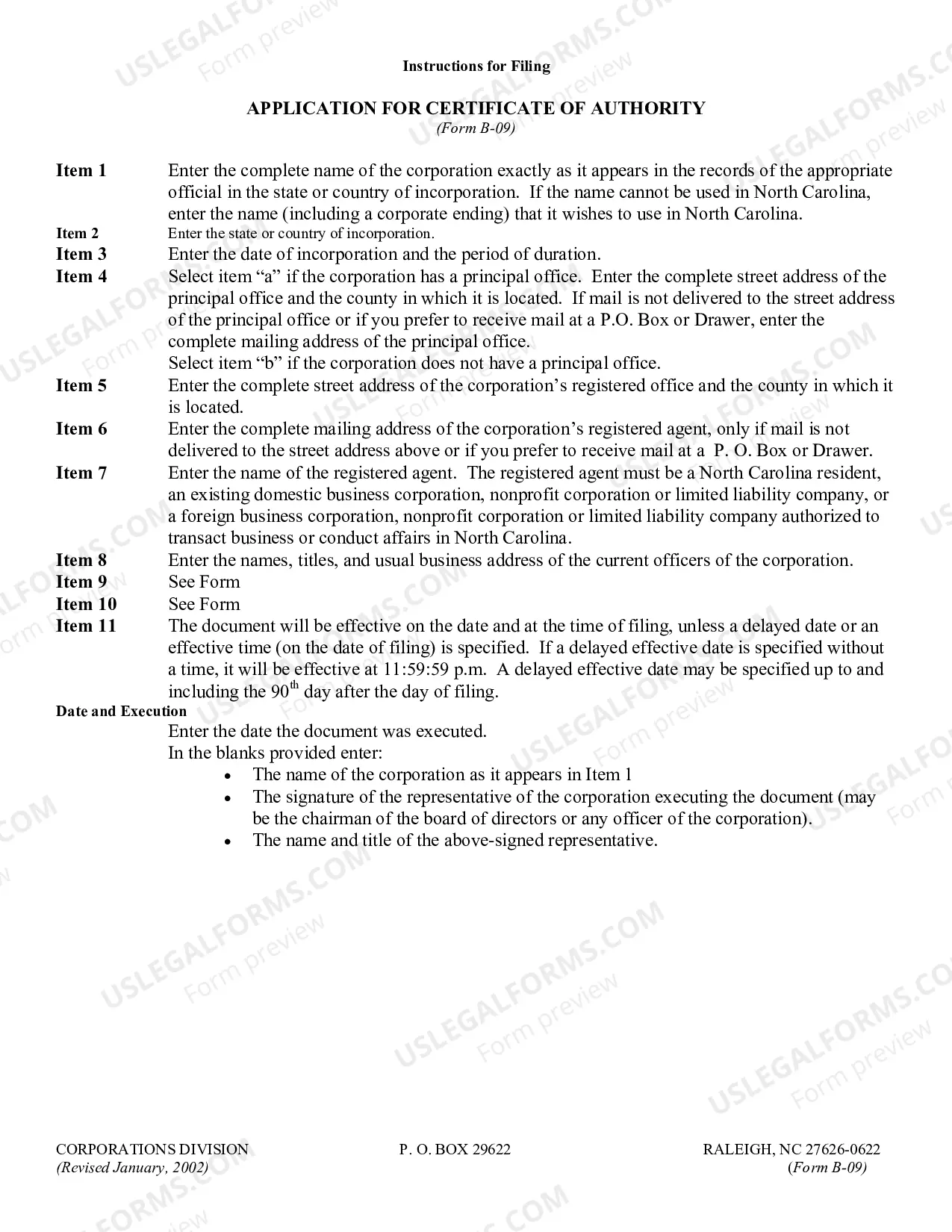 Preview North Carolina Registration of Foreign Corporation