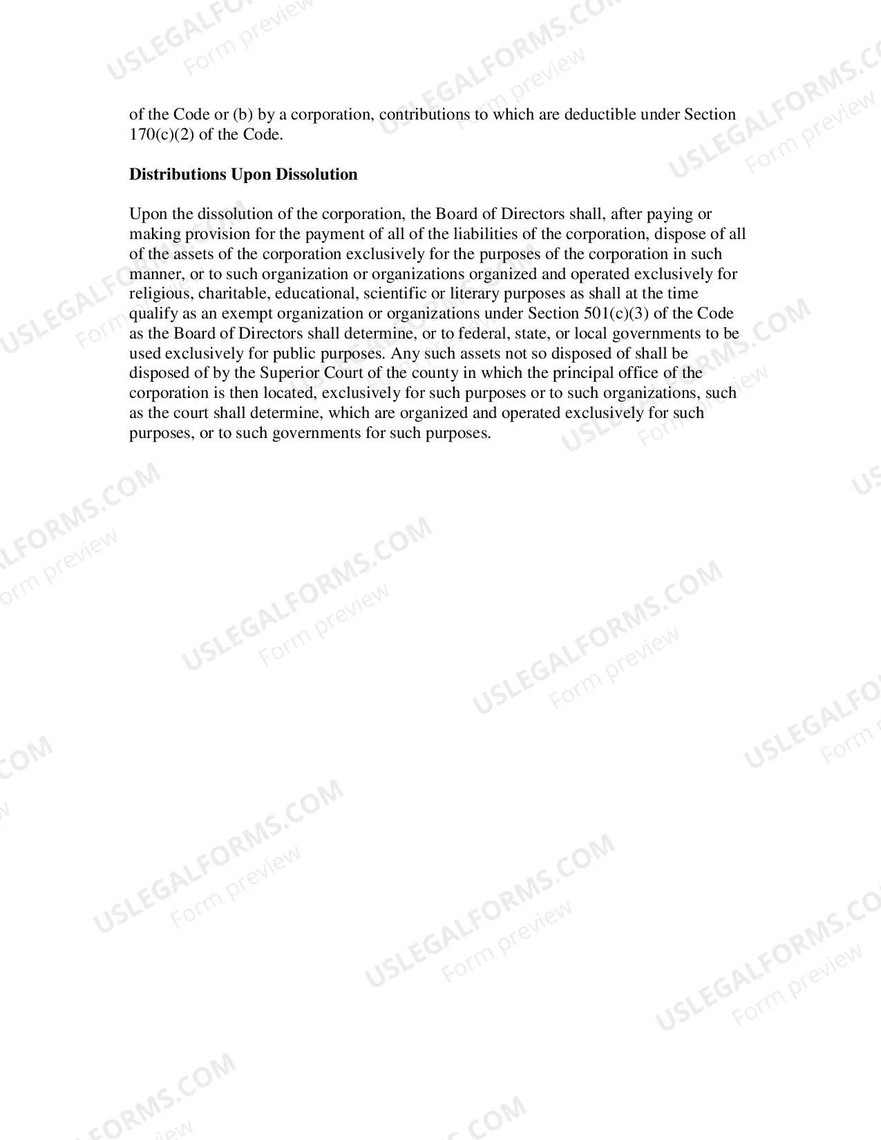 Preview North Carolina Articles of Incorporation for Domestic Nonprofit Corporation