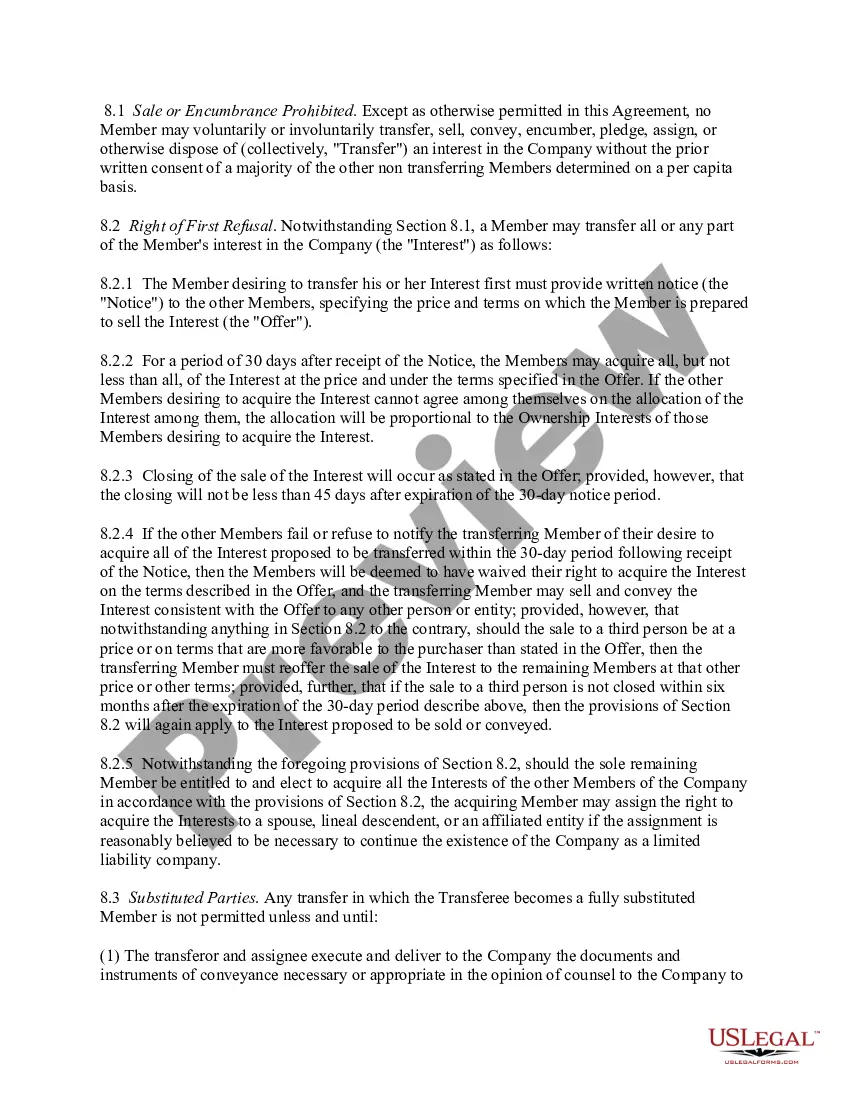 Preview Member Managed LLC Operating Agreement