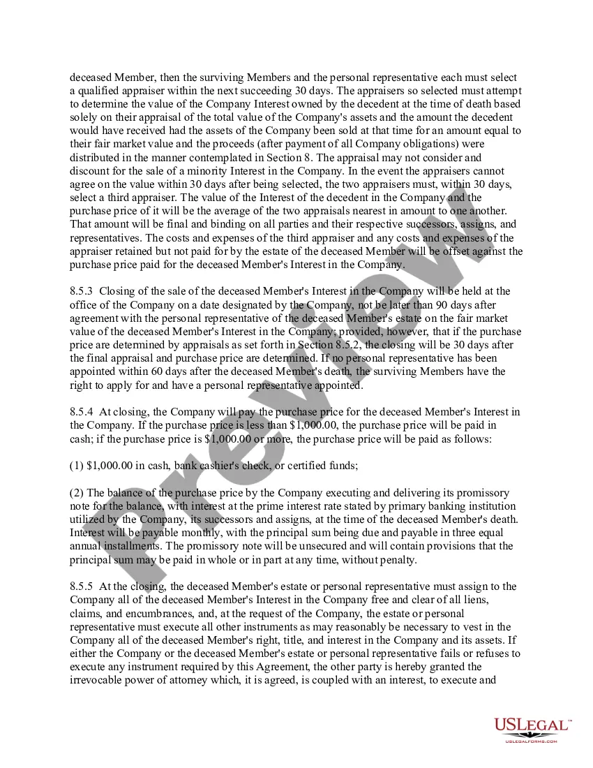 Preview Member Managed LLC Operating Agreement