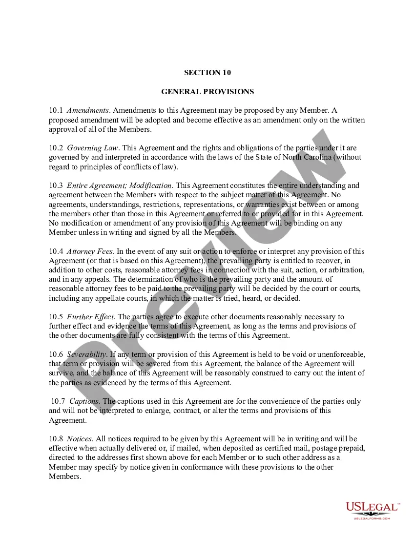 Preview Member Managed LLC Operating Agreement