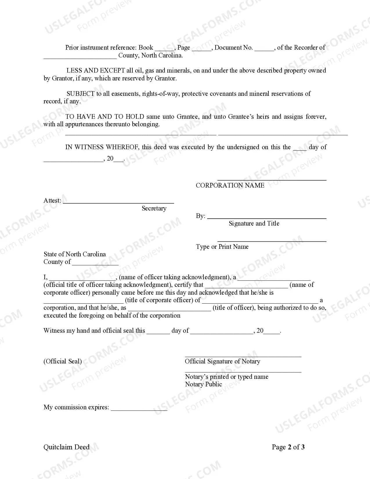 Preview Quitclaim Deed from Corporation to Individual