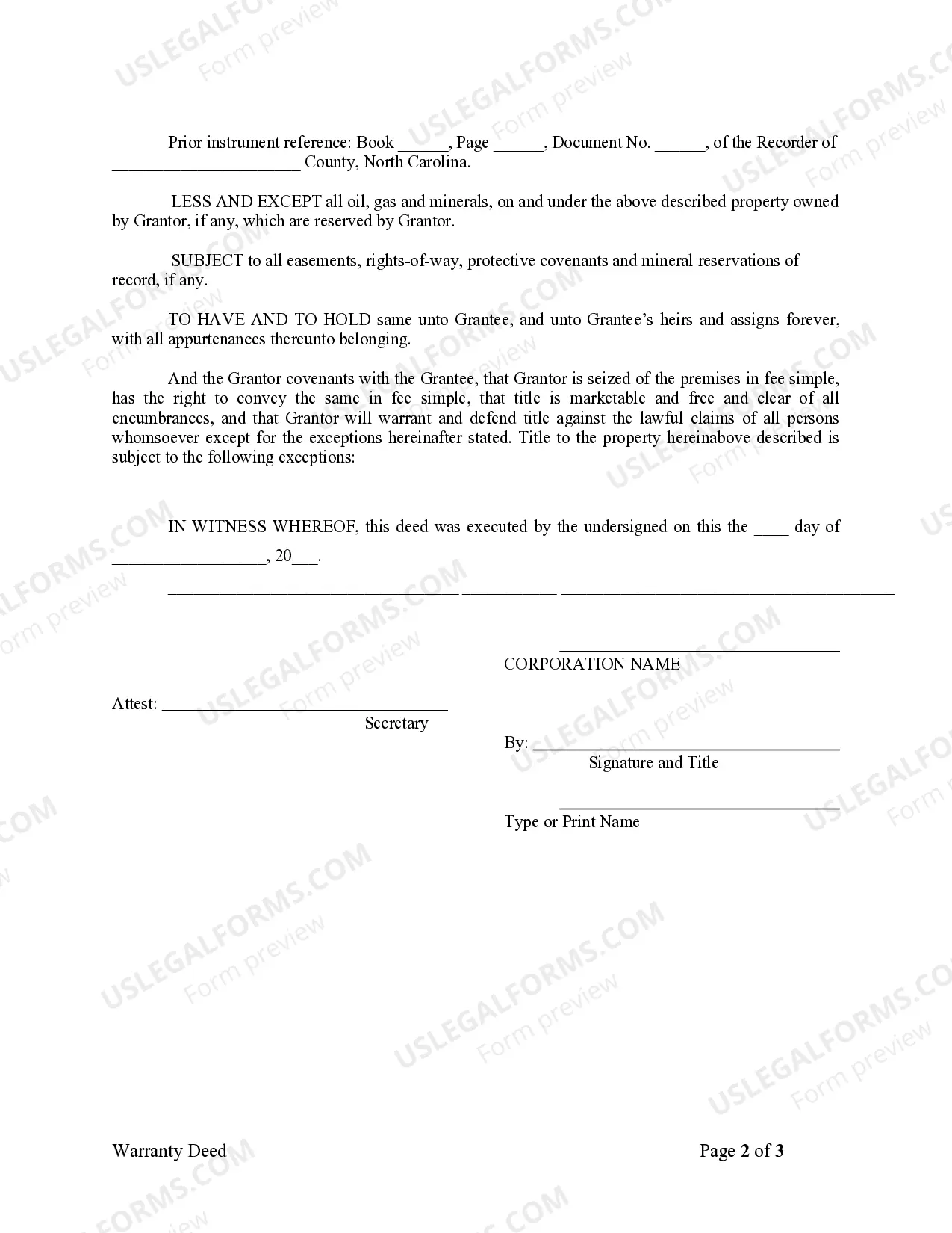 Preview General Warranty Deed from Corporation to Individual