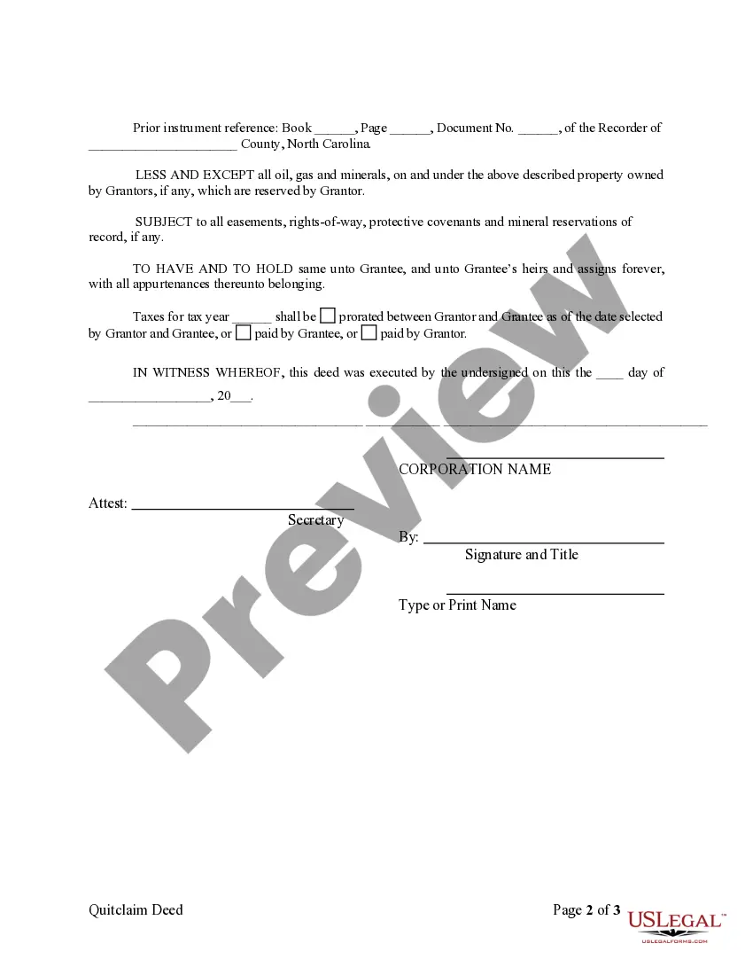 Preview Quitclaim Deed from Corporation to LLC