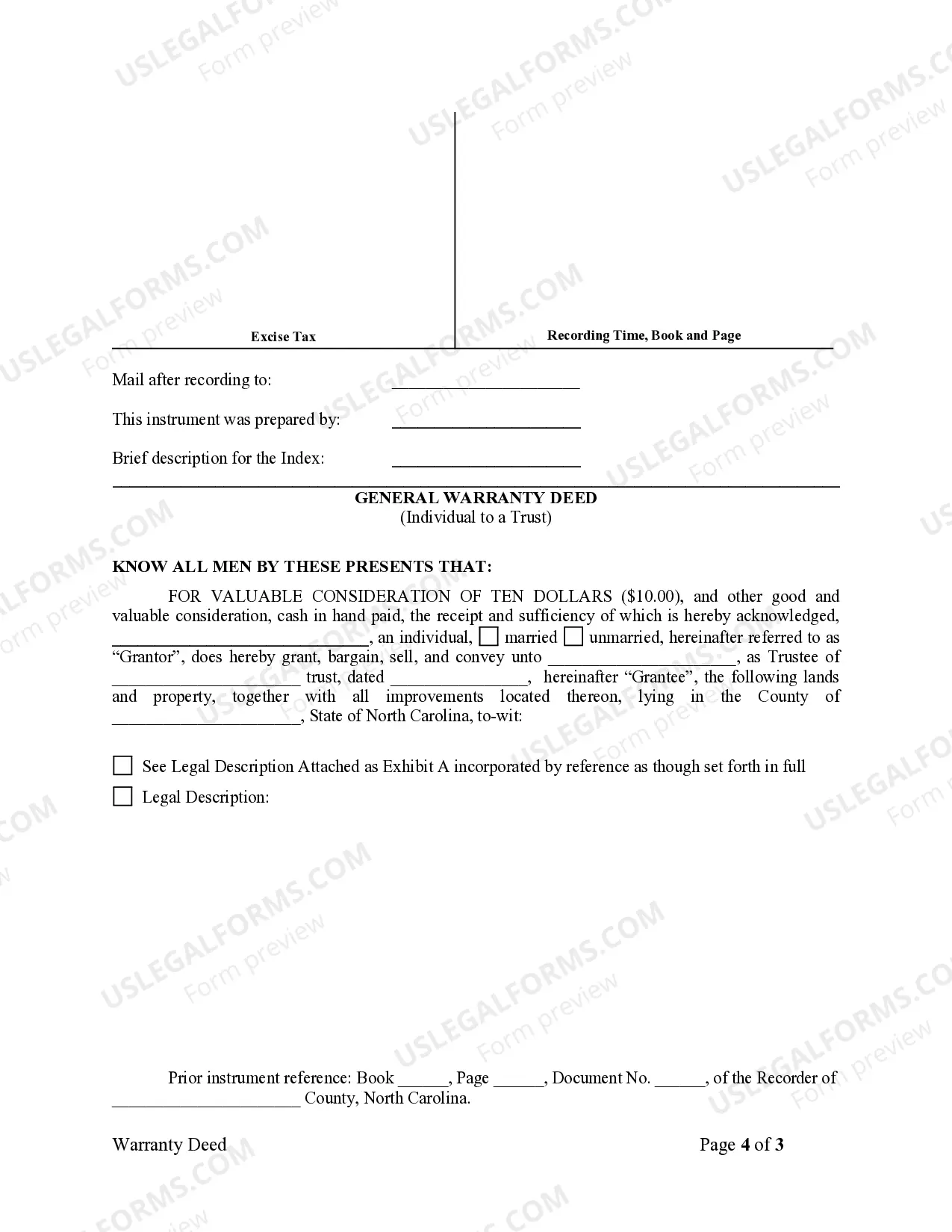 Preview General Warranty Deed from Individual to a Trust