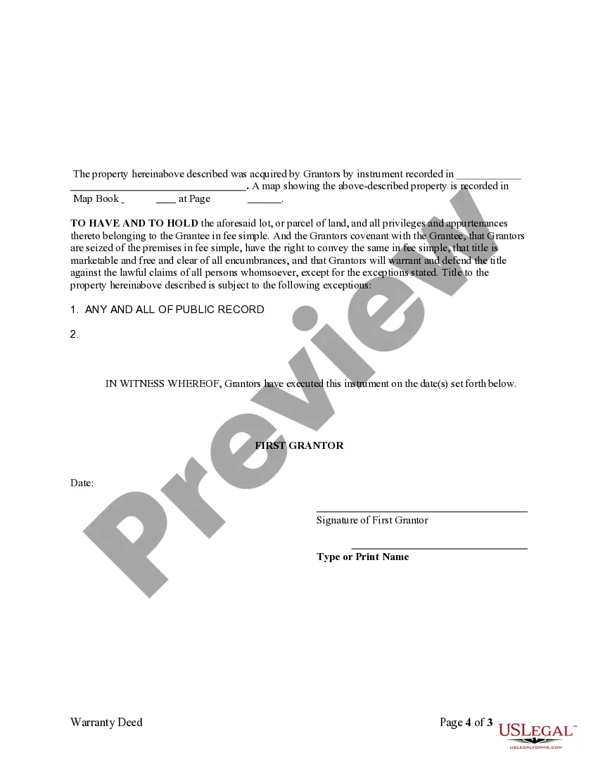 Preview General Warranty Deed from Husband and Wife to an Individual