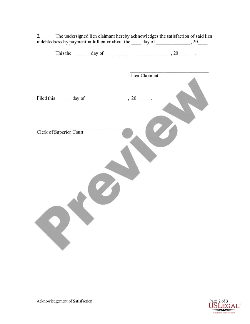 Preview Acknowledgment of Satisfaction for Individual