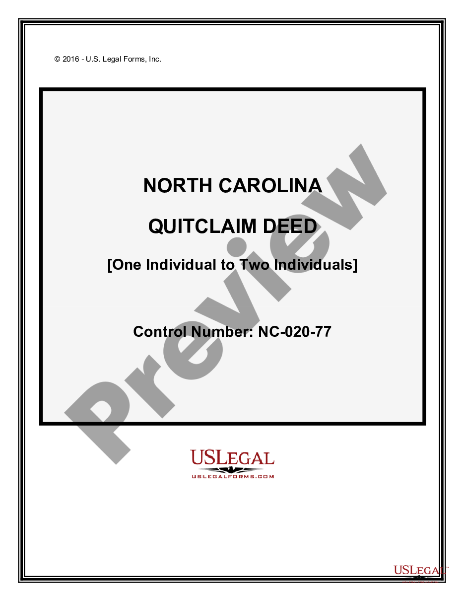North Carolina Quitclaim Us Legal Forms 
