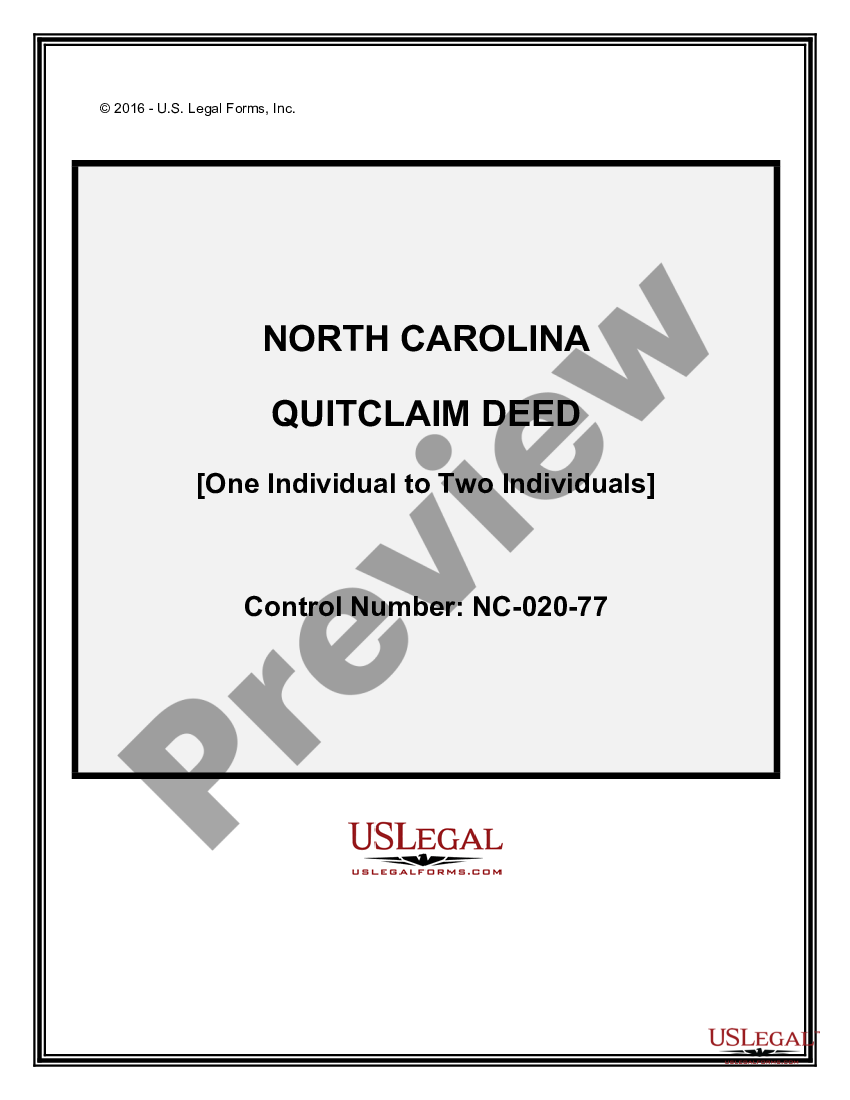 North Carolina Quitclaim Us Legal Forms 