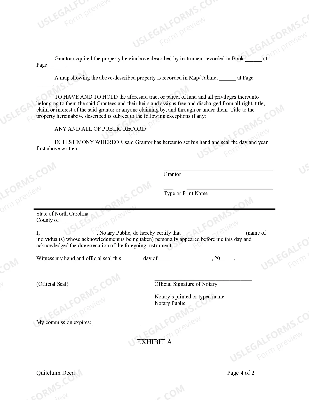 Preview North Carolina - Quitclaim Deed from Individual to Two Individuals