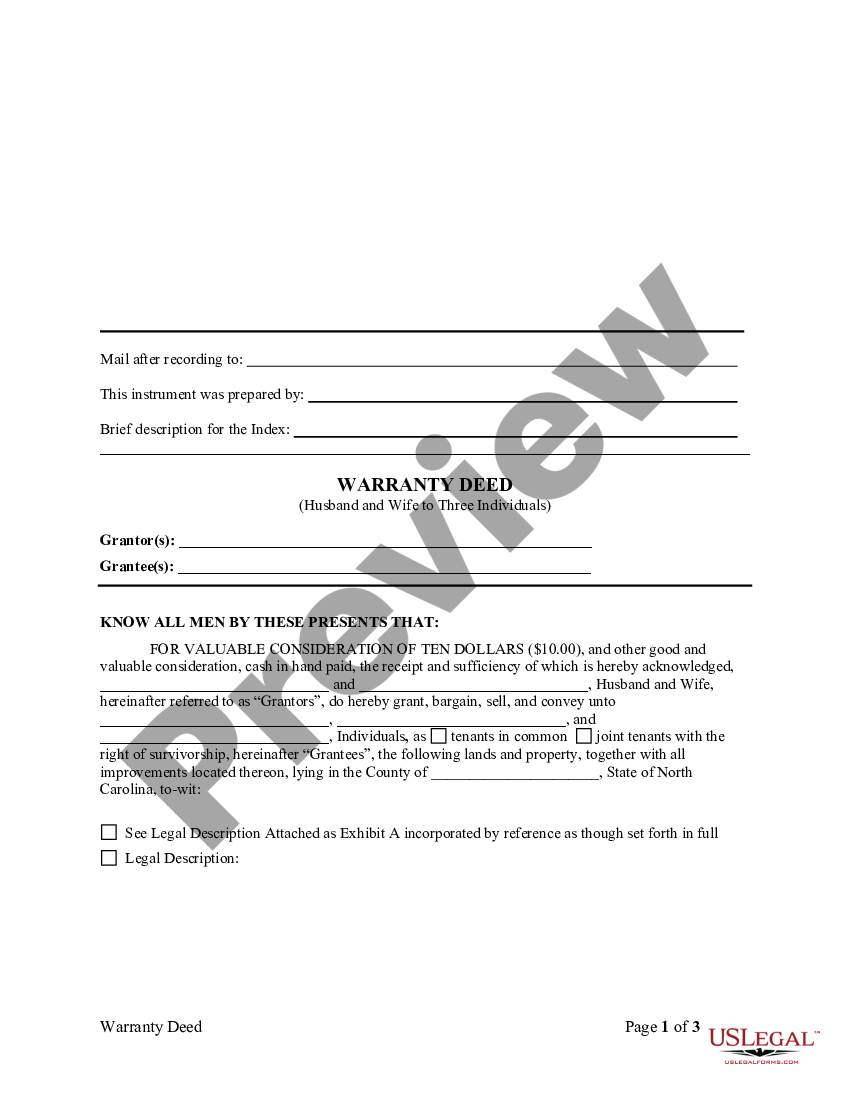 North Carolina Warranty Deed Nc Warranty Deed Us Legal Forms 