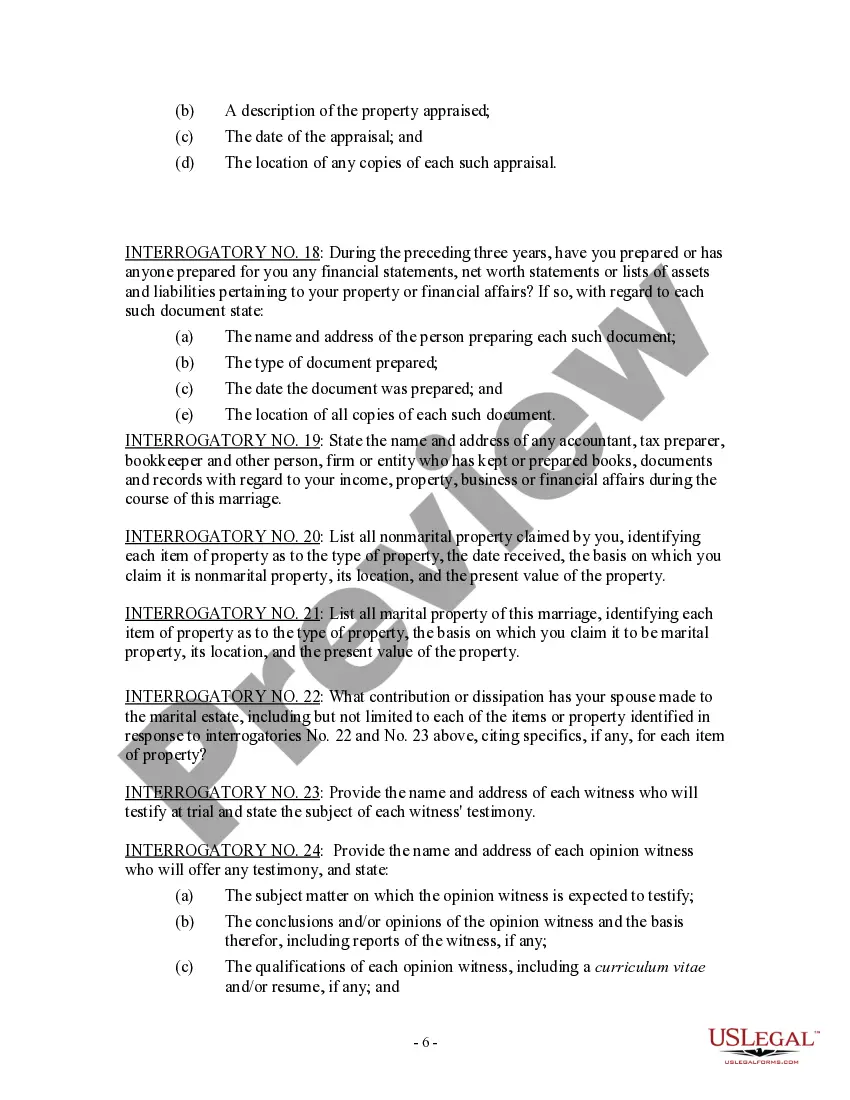 Get Discovery Interrogatories for Divorce Proceeding for either Plaintiff or Defendant Preview Discovery Interrogatories for Divorce Proceeding for either Plaintiff or Defendant