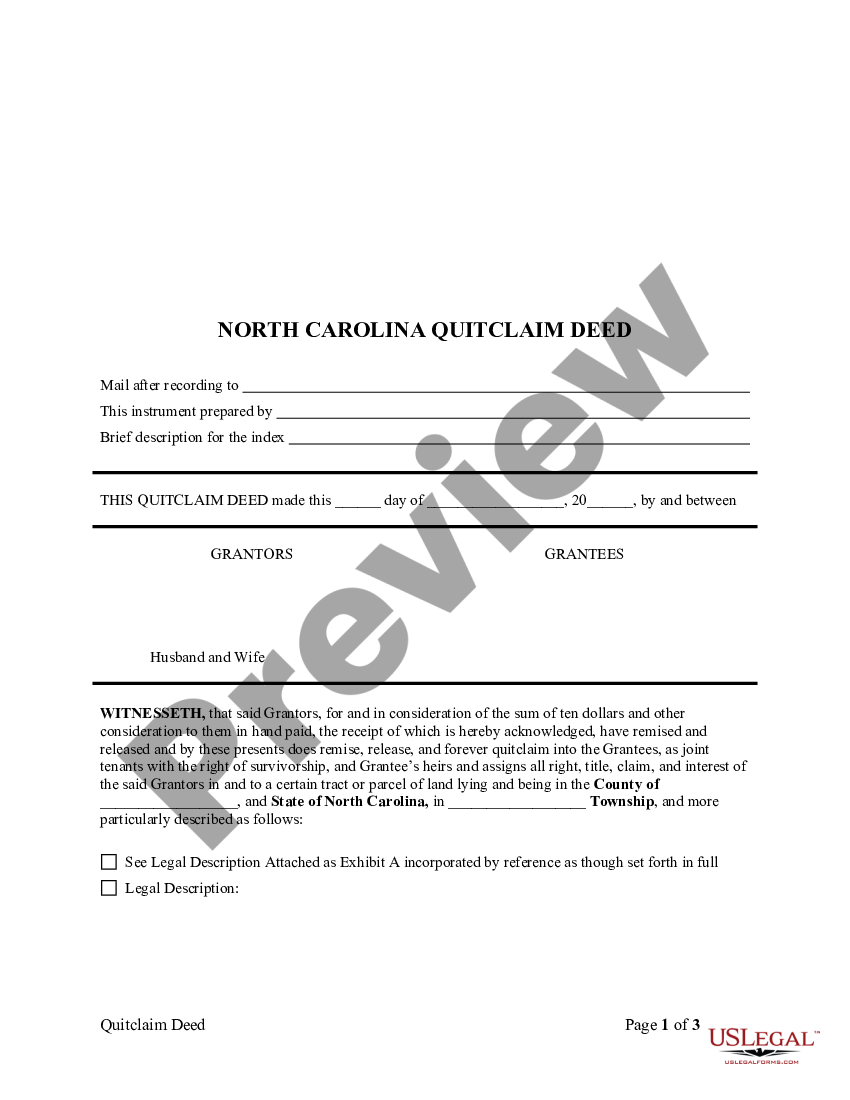 North Carolina Quitclaim Deed North Carolina Deed Us Legal Forms 5334