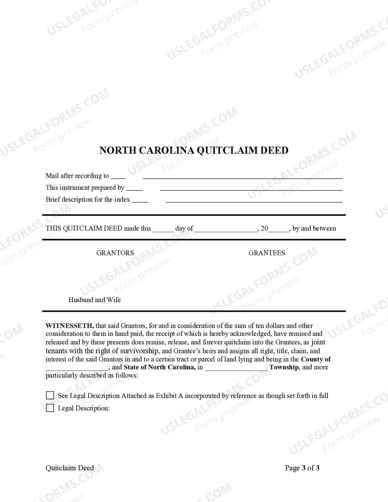 Preview Quitclaim Deed - Husband and Wife to Two Individuals