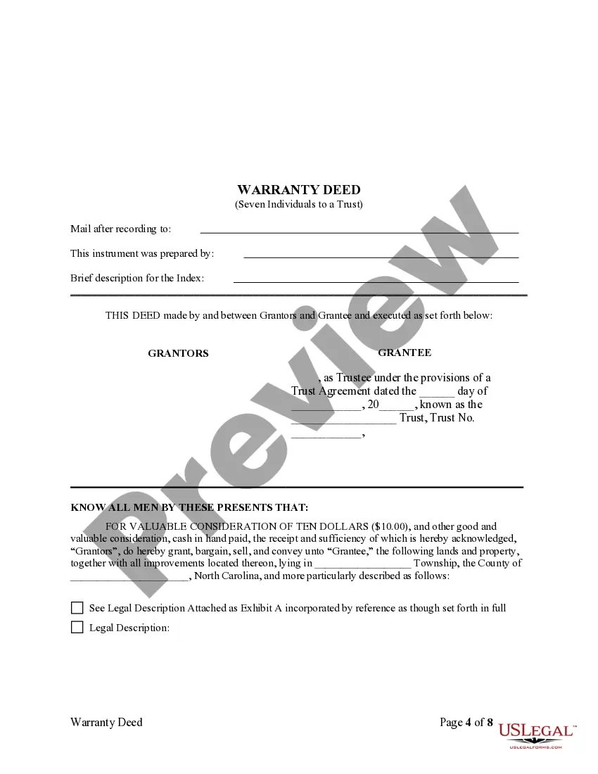 Preview Warranty Deed - Seven Individuals to a Trust