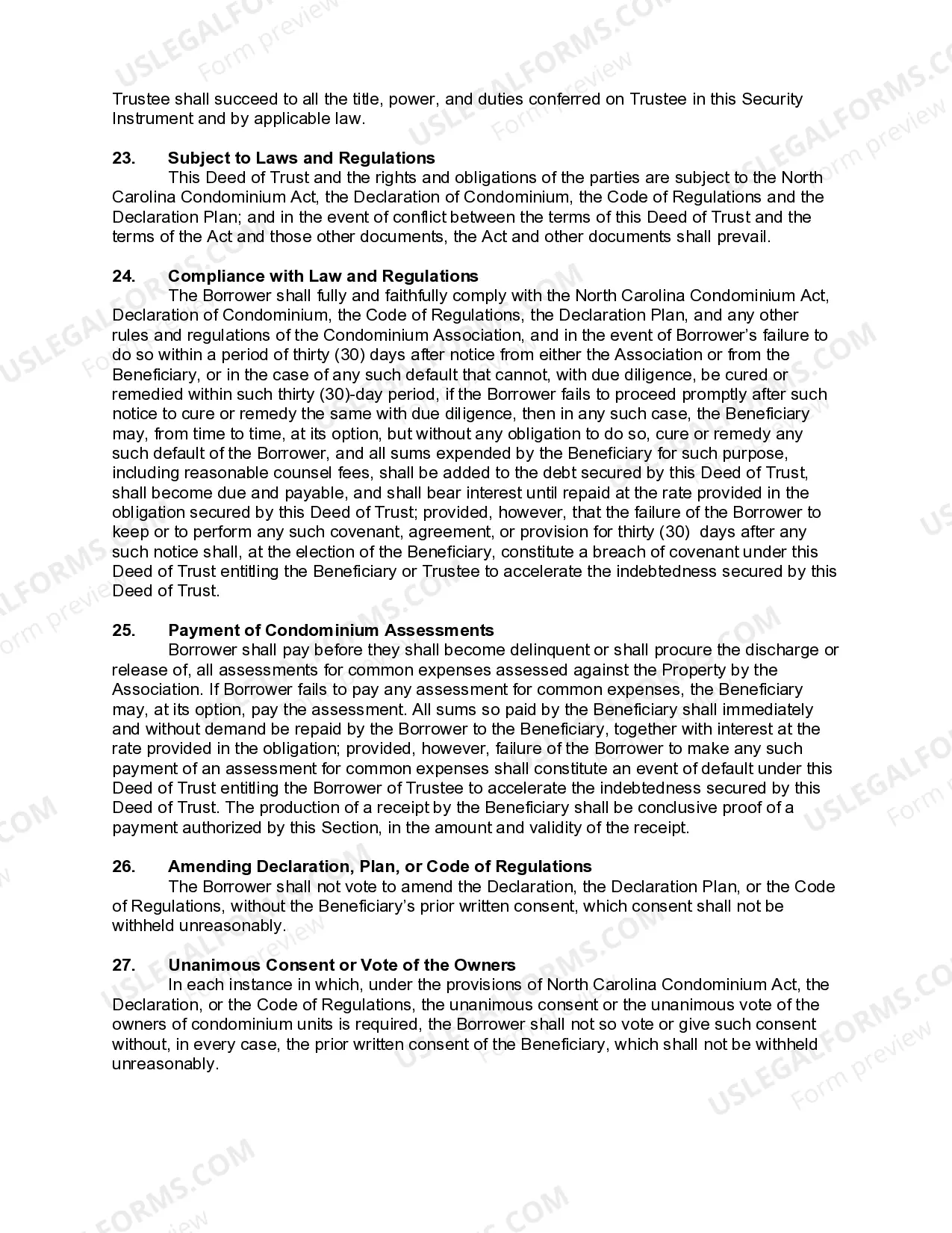 Preview North Carolina Purchase Money Deed of Trust - Condominium