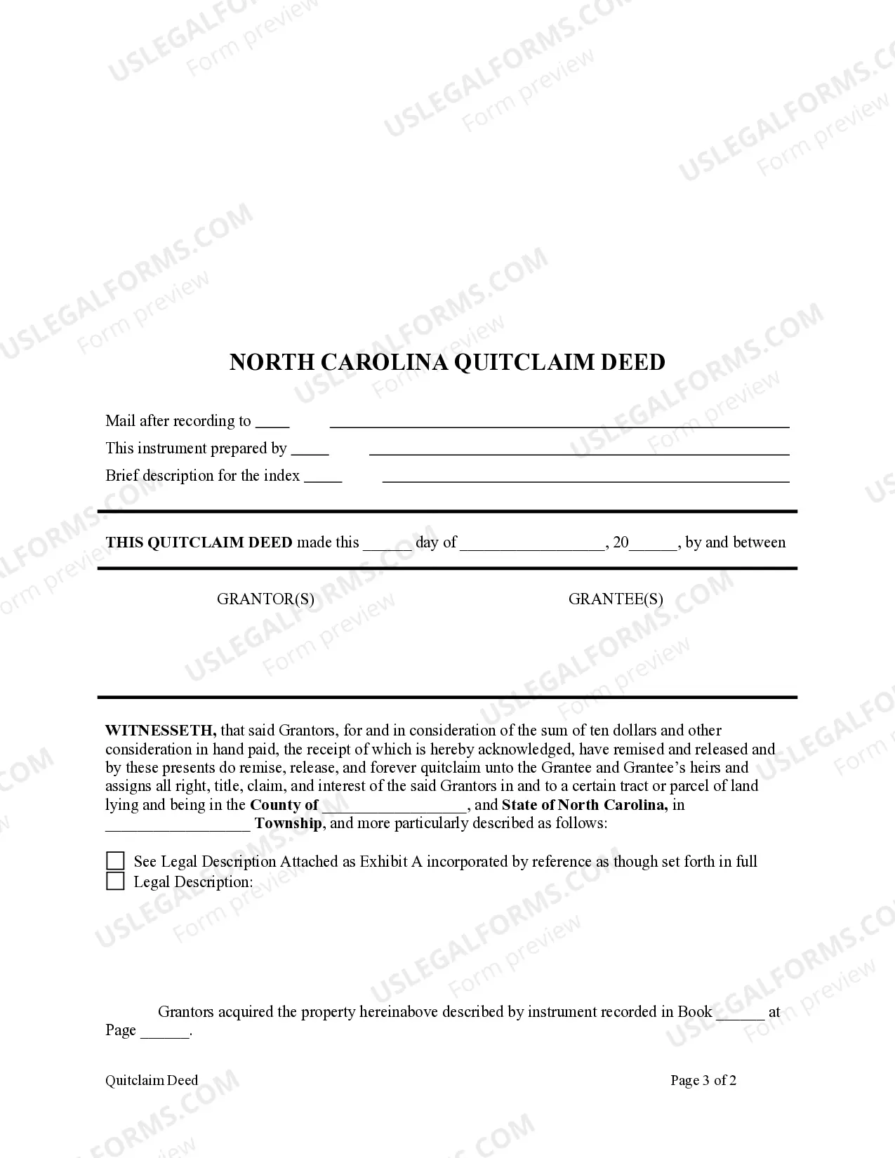 Preview Quitclaim Deed - Two Individuals to One Individual