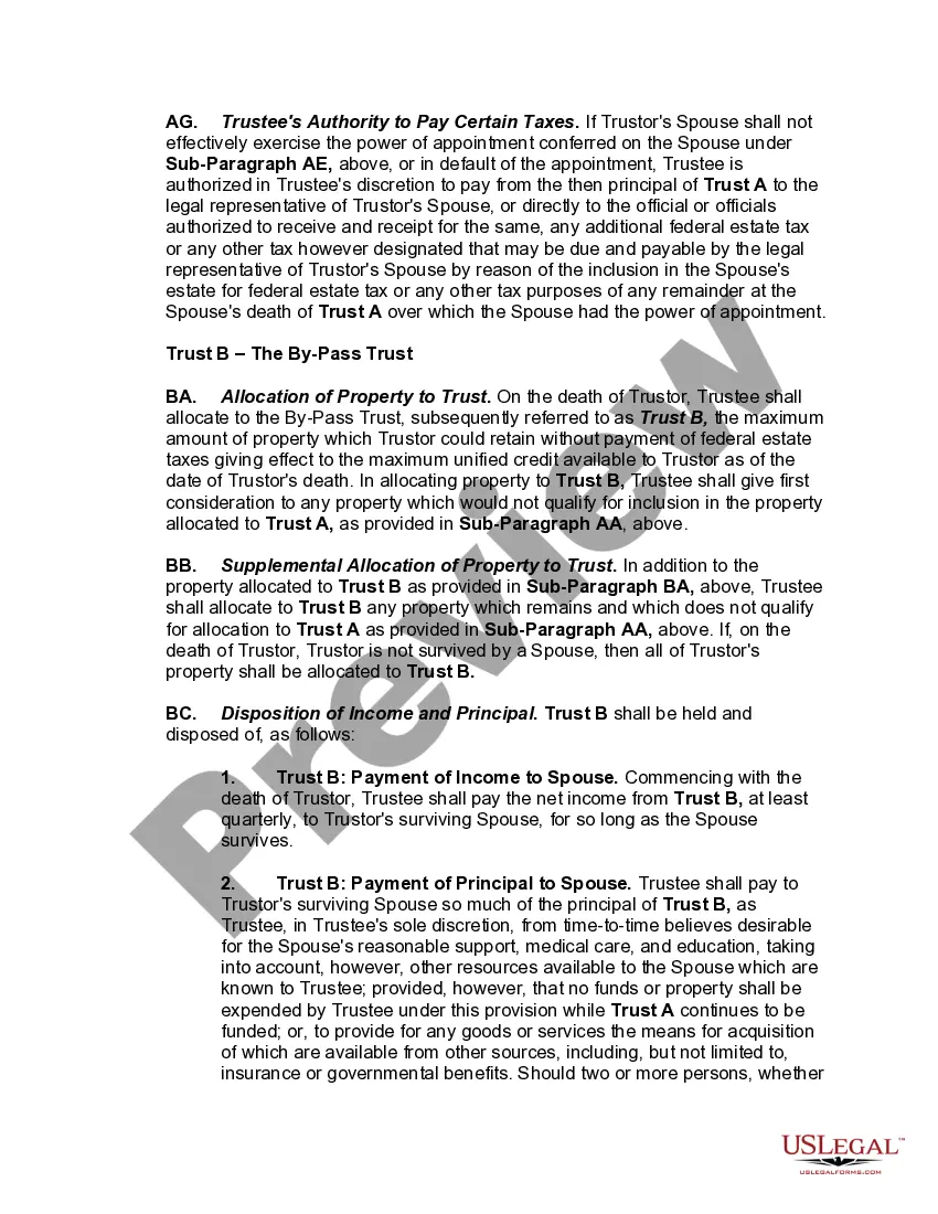 Preview Marital Deduction Trust - Trust A and Bypass Trust B