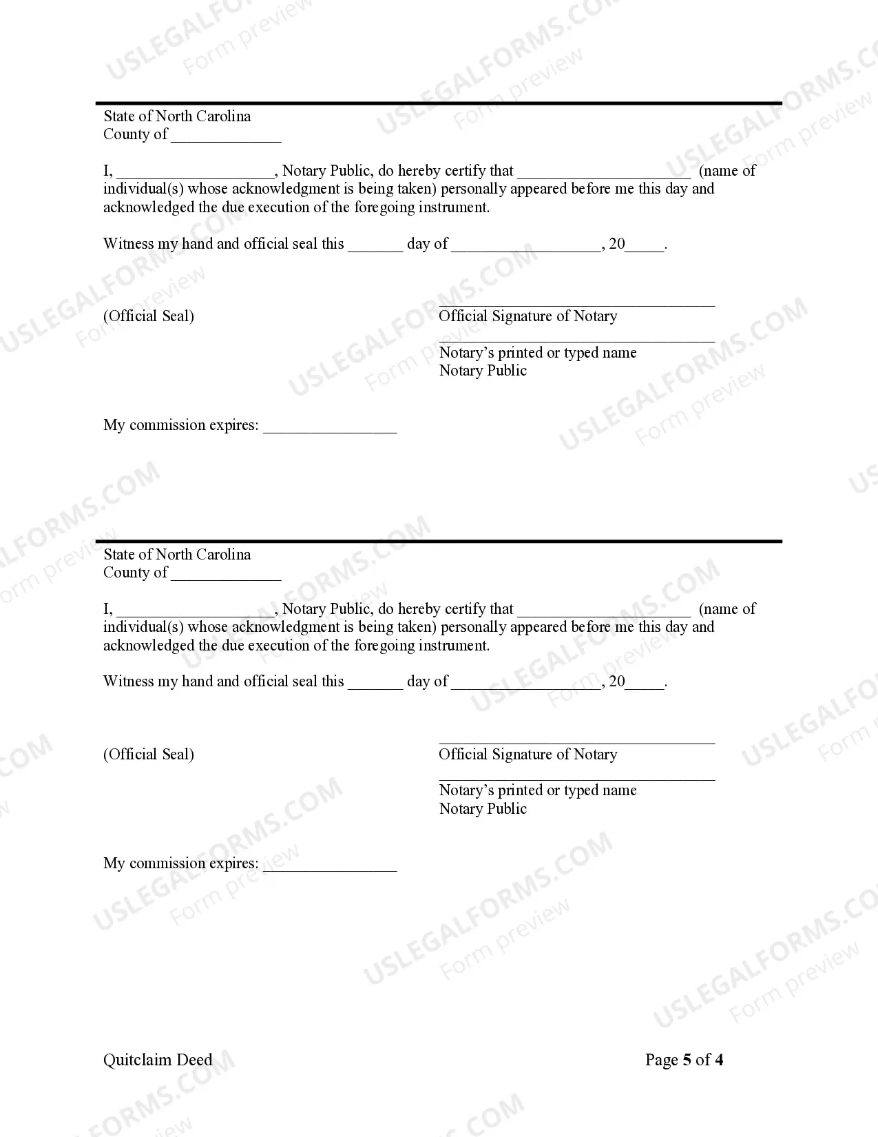 Preview Quitclaim Deed - Four Individuals to Three Individuals