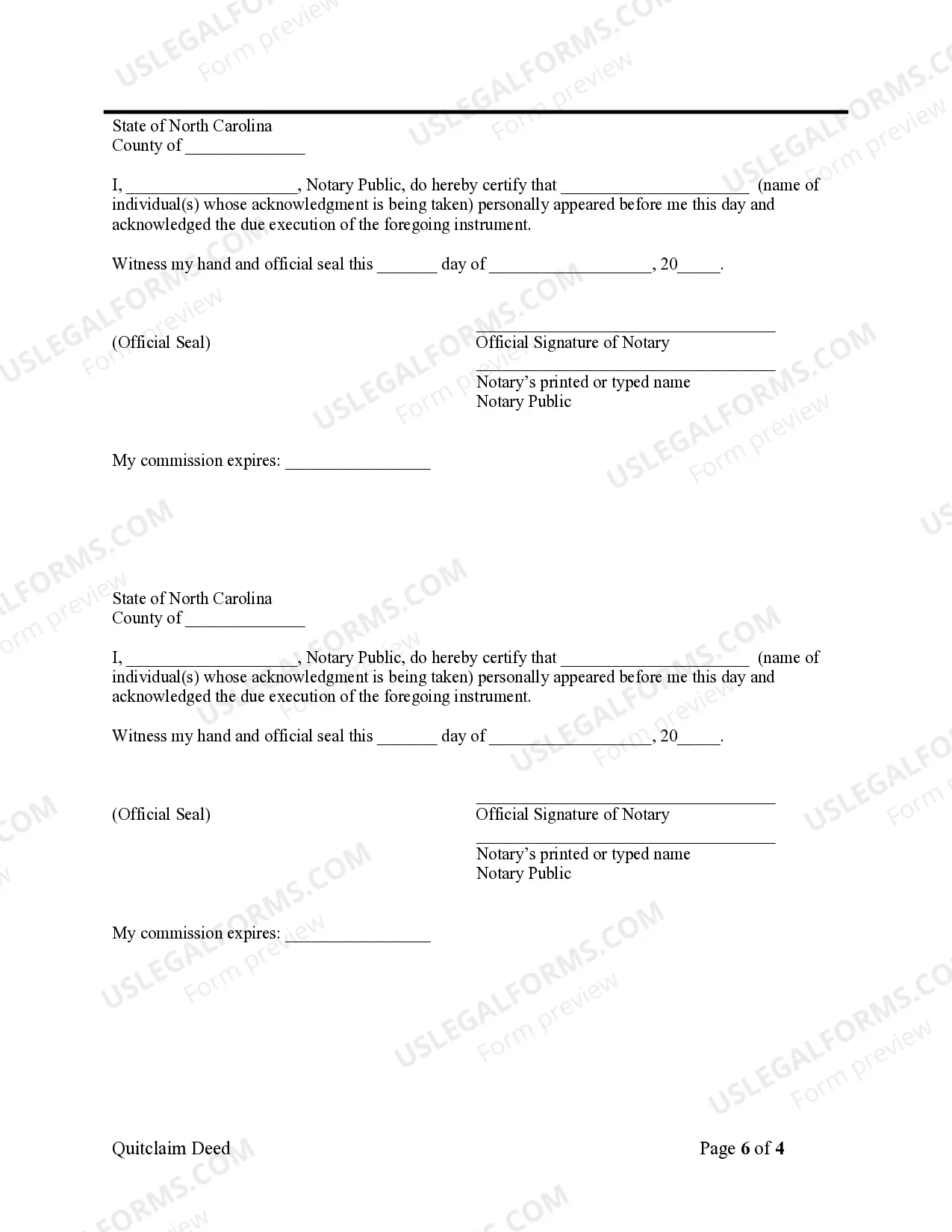 Preview Quitclaim Deed - Four Individuals to Three Individuals