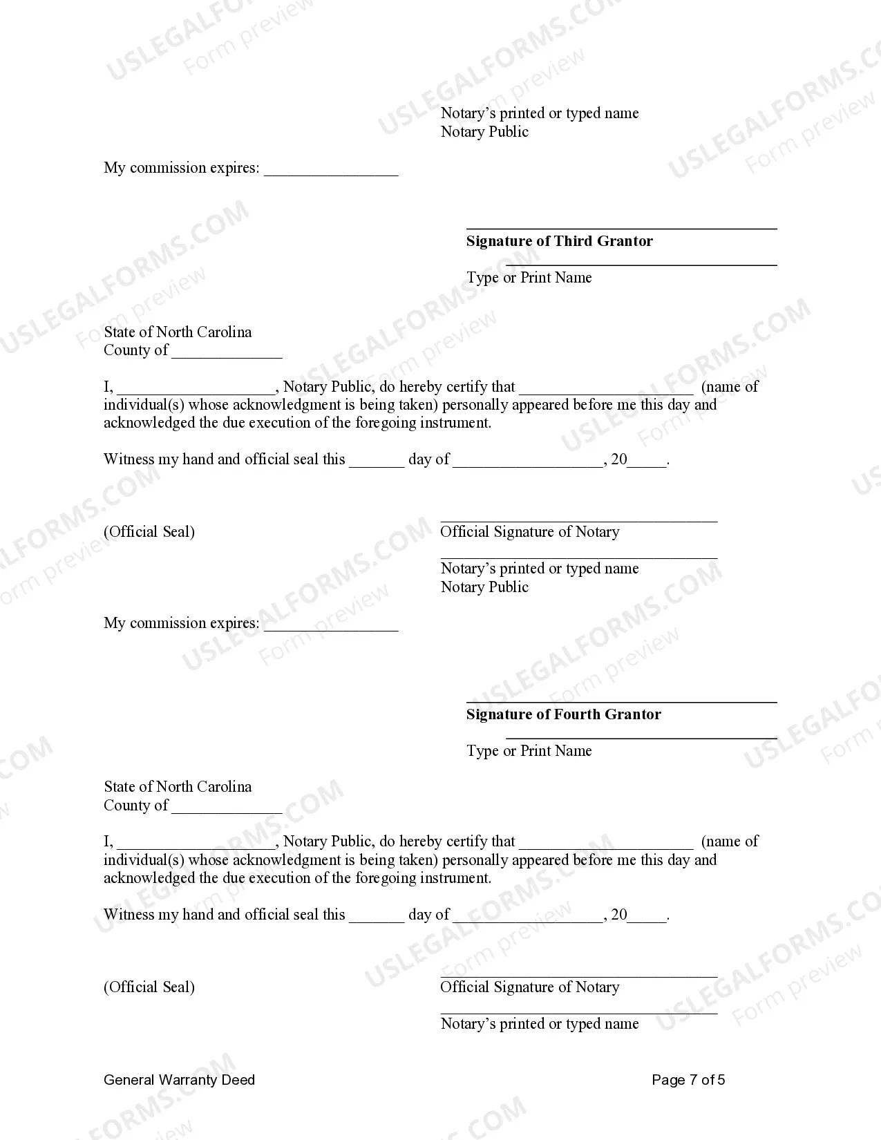 Preview General Warranty Deed from Five Individuals to Five Individuals