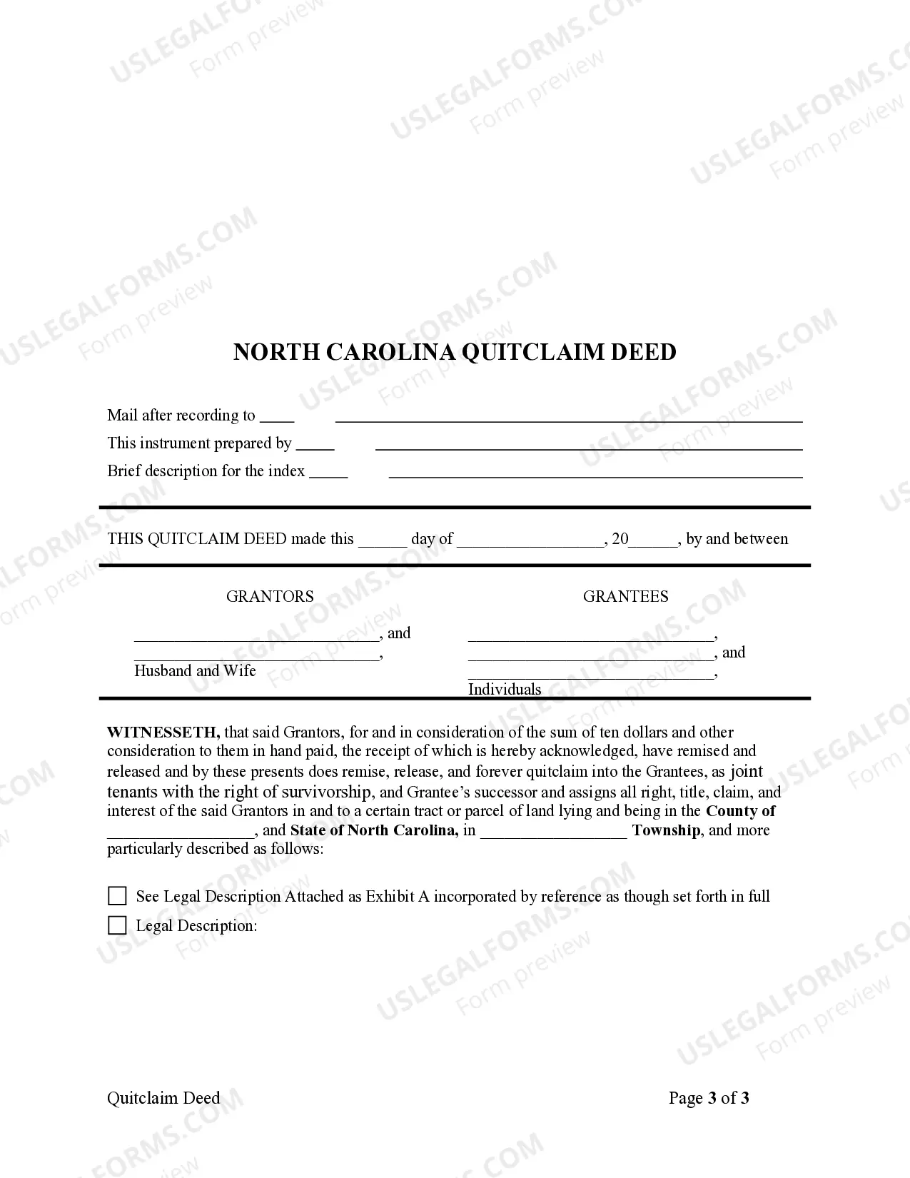 Preview Quitclaim Deed - Husband and Wife to Three Individuals