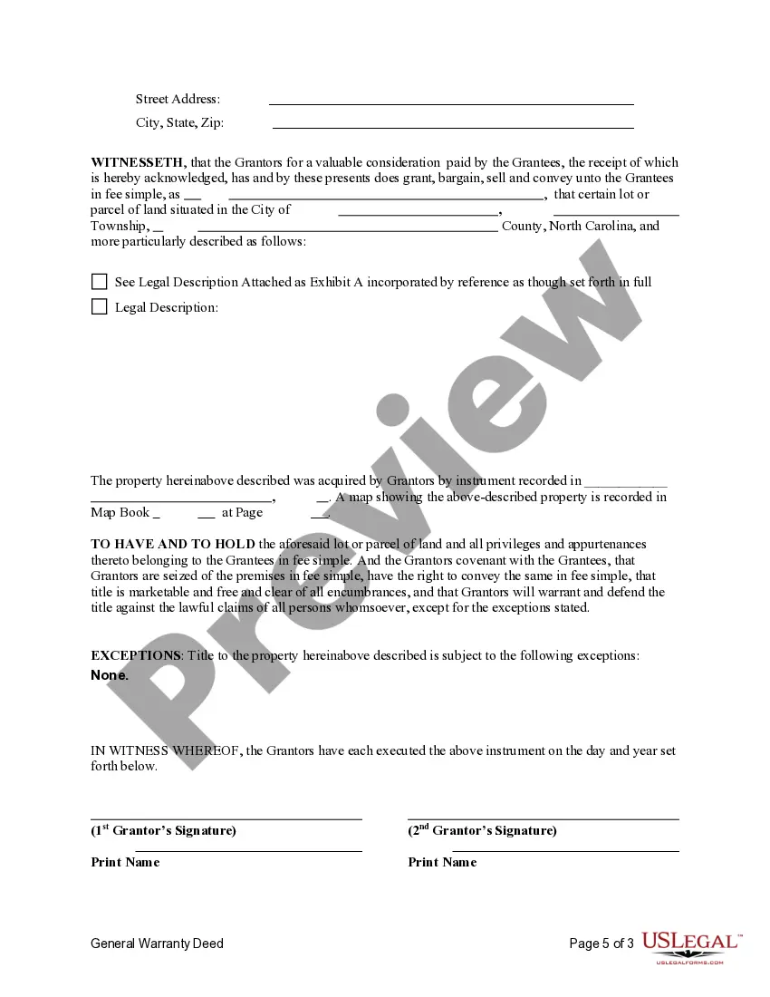 Preview General Warranty Deed from Two Individuals to Four Individuals
