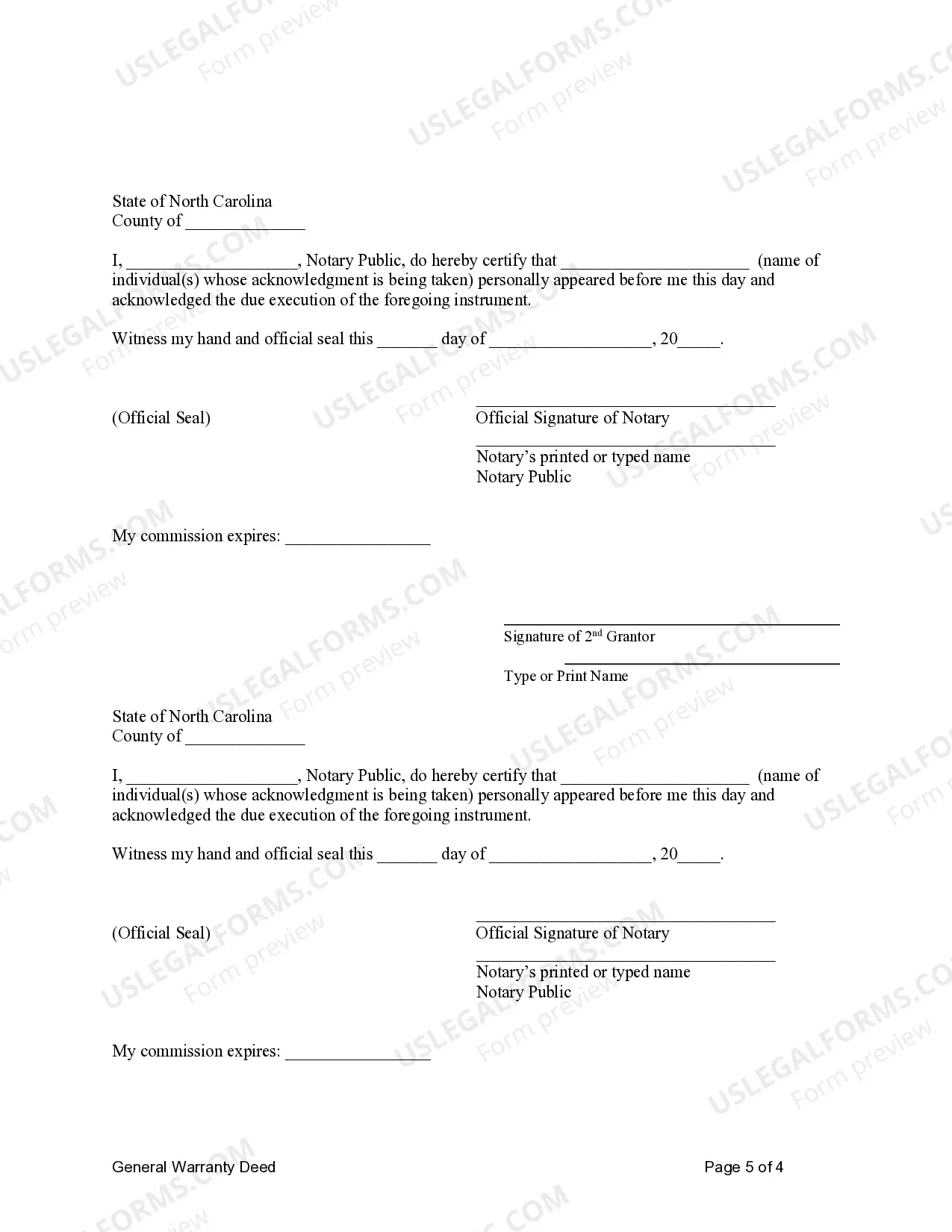 Preview General Warranty Deed from Four Individuals to One Individual