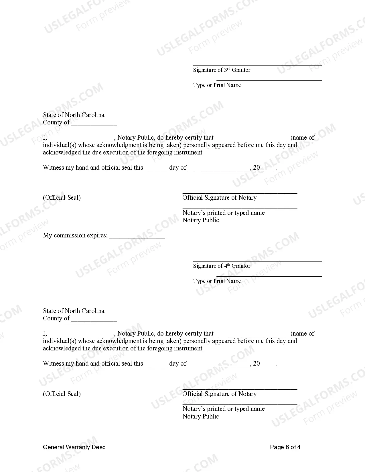 Preview General Warranty Deed from Four Individuals to One Individual