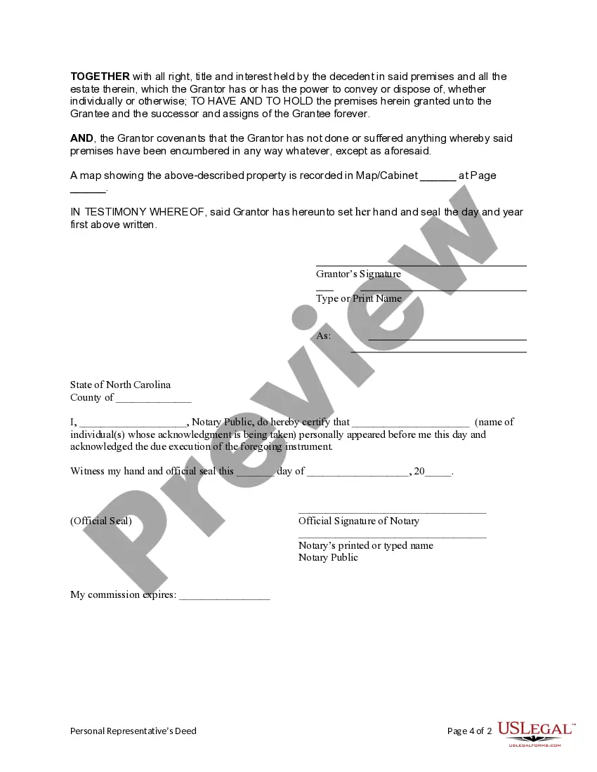 Get Personal Representative's Deed to a Trust Preview Personal Representative's Deed to a Trust