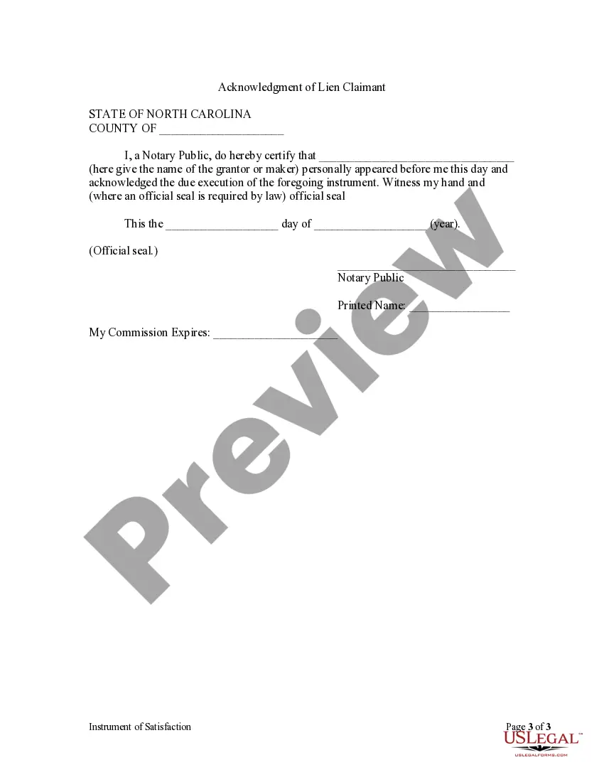 Get Instrument of Satisfaction by Corporation Preview Instrument of Satisfaction by Corporation