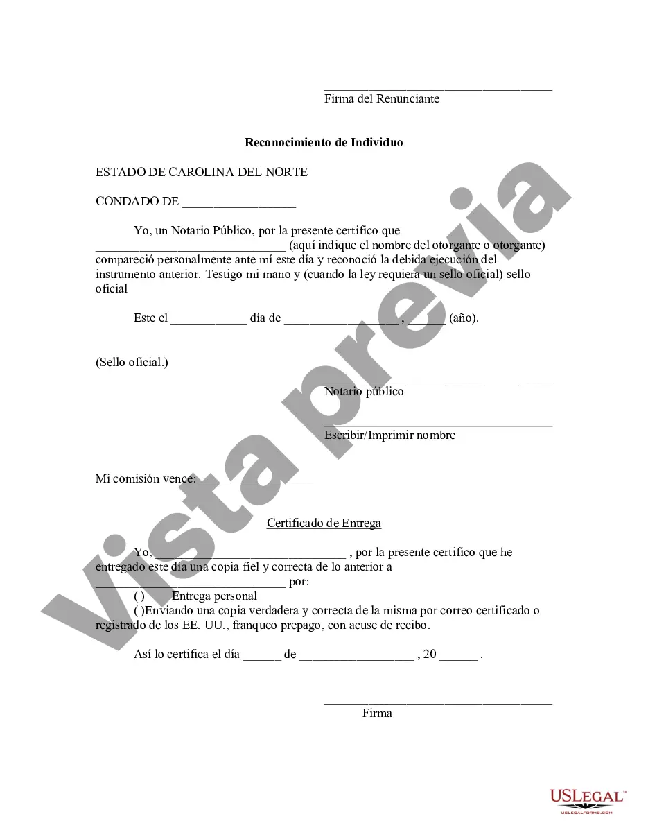 Preview Carolina del Norte Renuncia y descargo de responsabilidad del inquilino conjunto o interés de arrendamiento