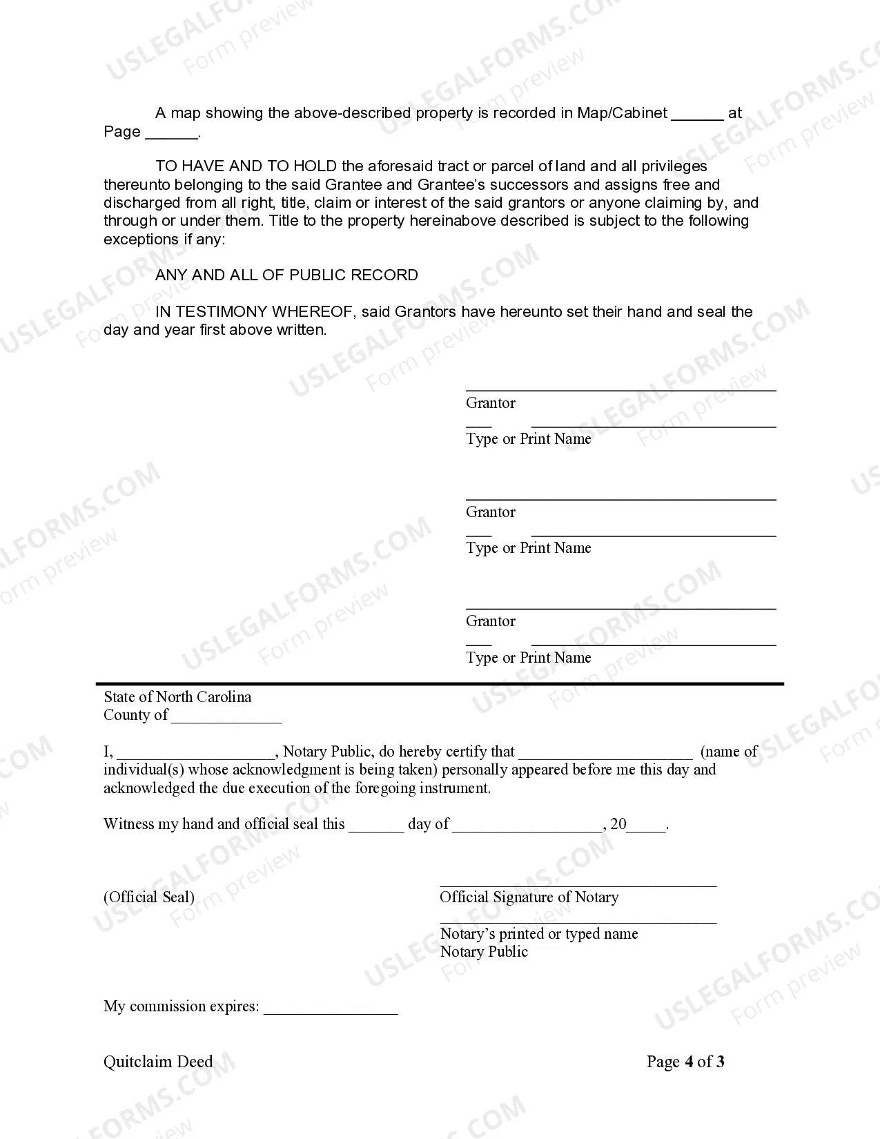 Preview Quitclaim Deed from Three Individuals to Two Individuals