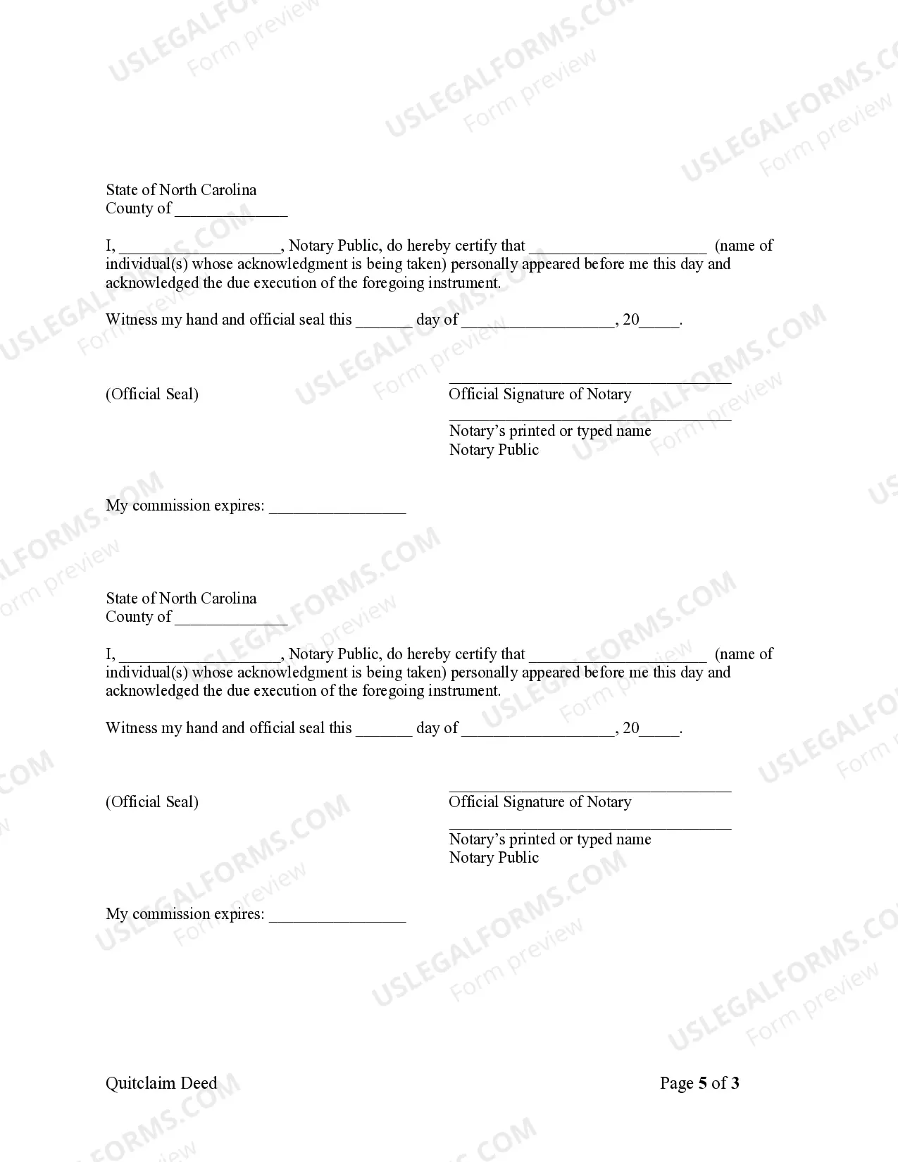 Preview Quitclaim Deed from Three Individuals to Two Individuals