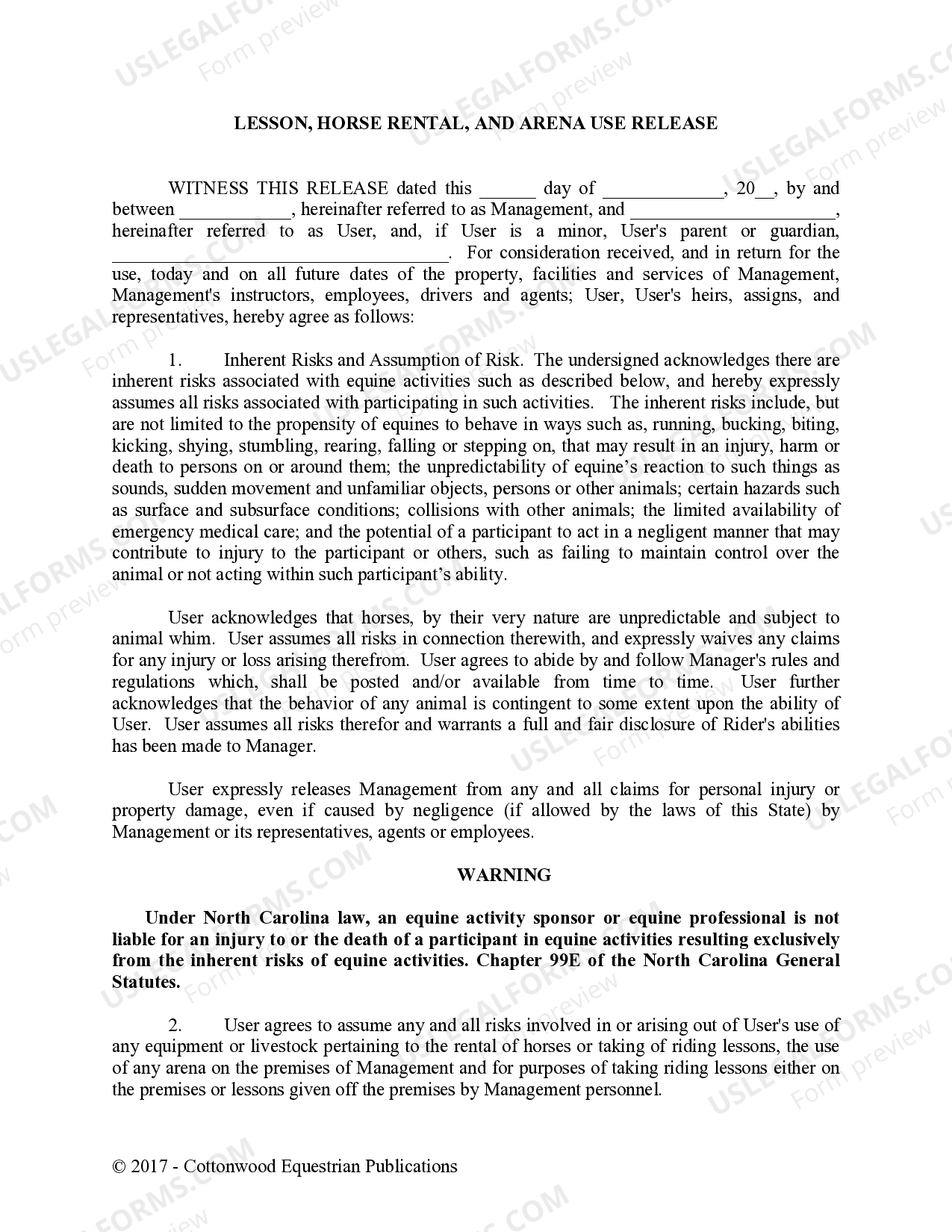 Equine Release Forms With Miniatures US Legal Forms