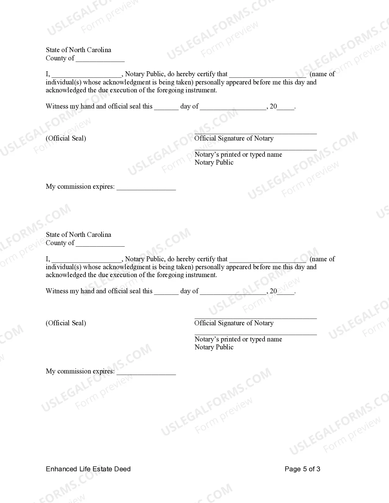 Preview Enhanced Life Estate Deed (Lady Bird) from Husband and Wife, or Two Individuals, to Four Individuals as Tenants in Common.