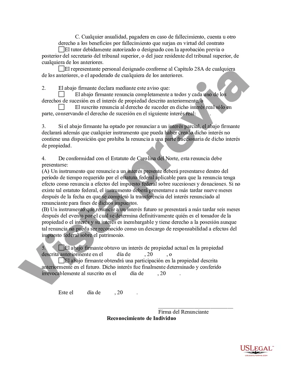 Preview Renuncia y Renuncia de Bienes del Seguro de Vida o Contrato de Renta Vitalicia