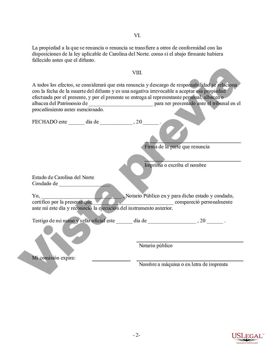 Preview Renuncia y renuncia de propiedad del testamento por testamento