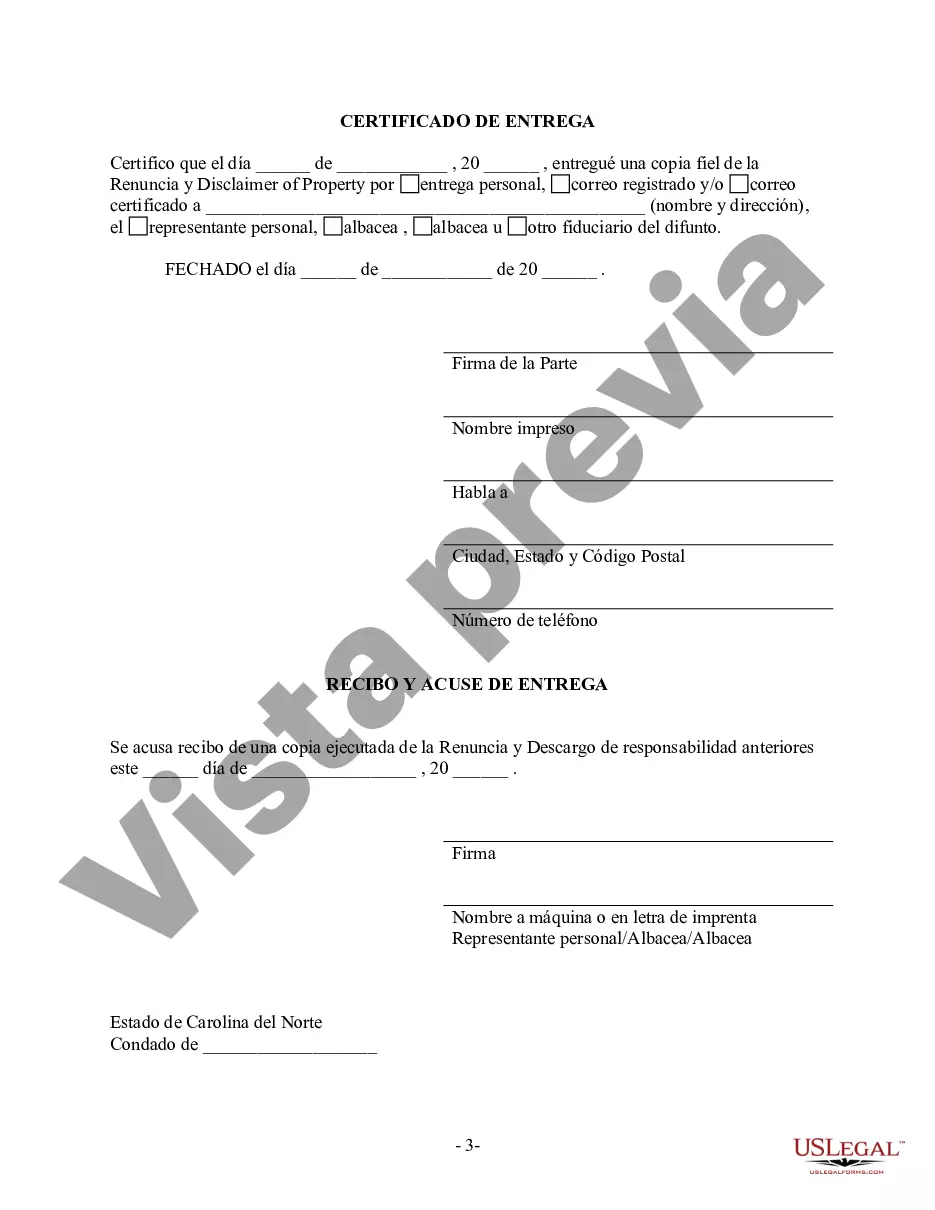 Preview Renuncia y renuncia de propiedad del testamento por testamento